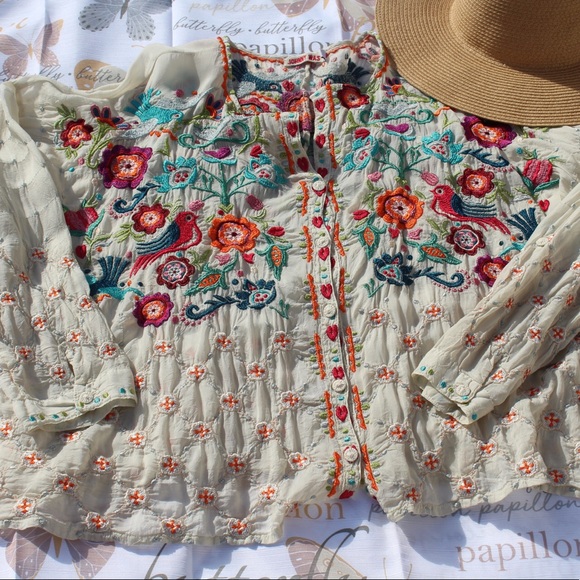 Johnny Was Tops - Johnny Was Brady blouse embroidered long sleeve